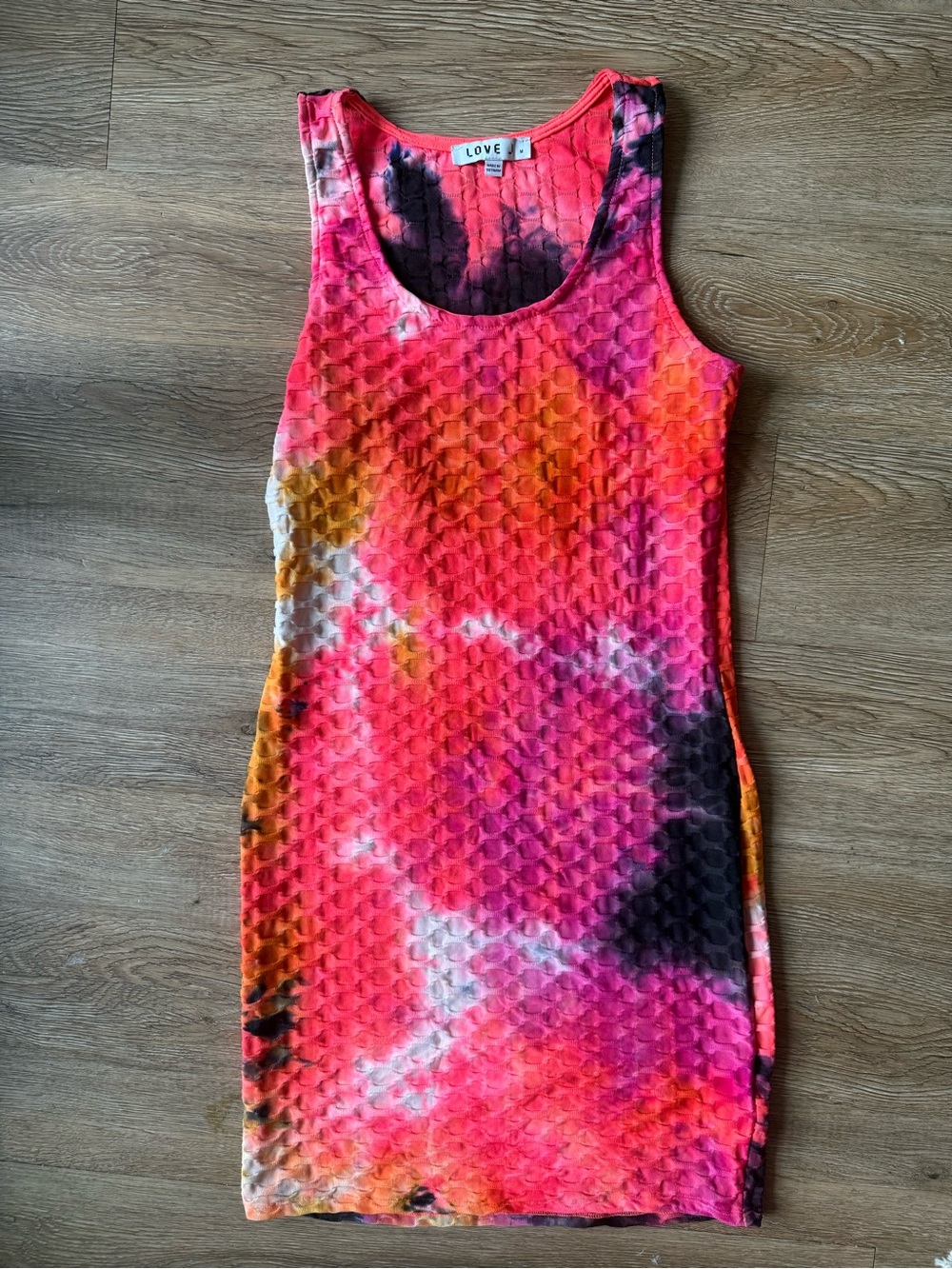 LOVE Hot Pink & Orange Tie-Dye Sleeveless Mini Dress